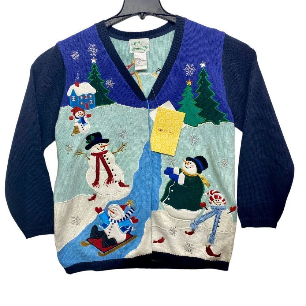 Festive Snowman Sweater - Blue and Green